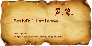 Pethő Marianna névjegykártya